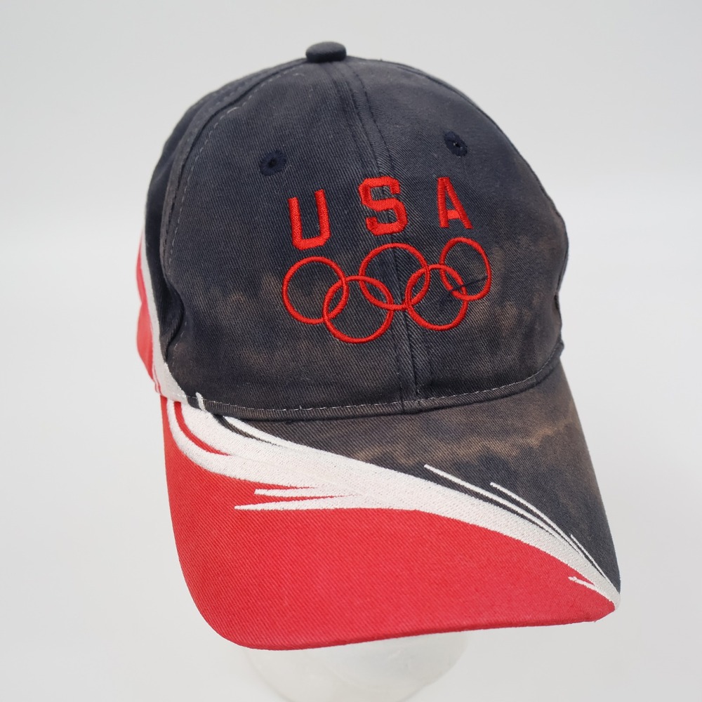 Mat Hat USA Olympic Baseball Cap Mens OSFA Navy Red Distressed Sun Faded Hat